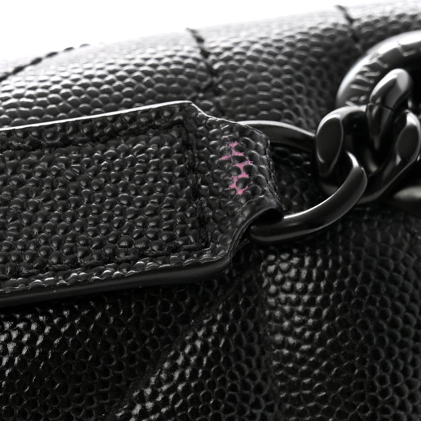Grain De Poudre Textured Mixed Matelasse Large Triquilt Monogram Monochrome Satchel Black