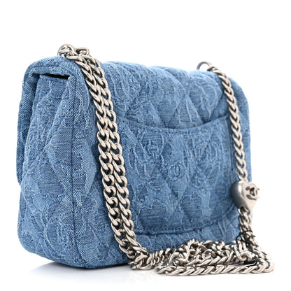 Chanel Denim Quilted Camellia Sweetheart Mini Flap Blue 3 of 11