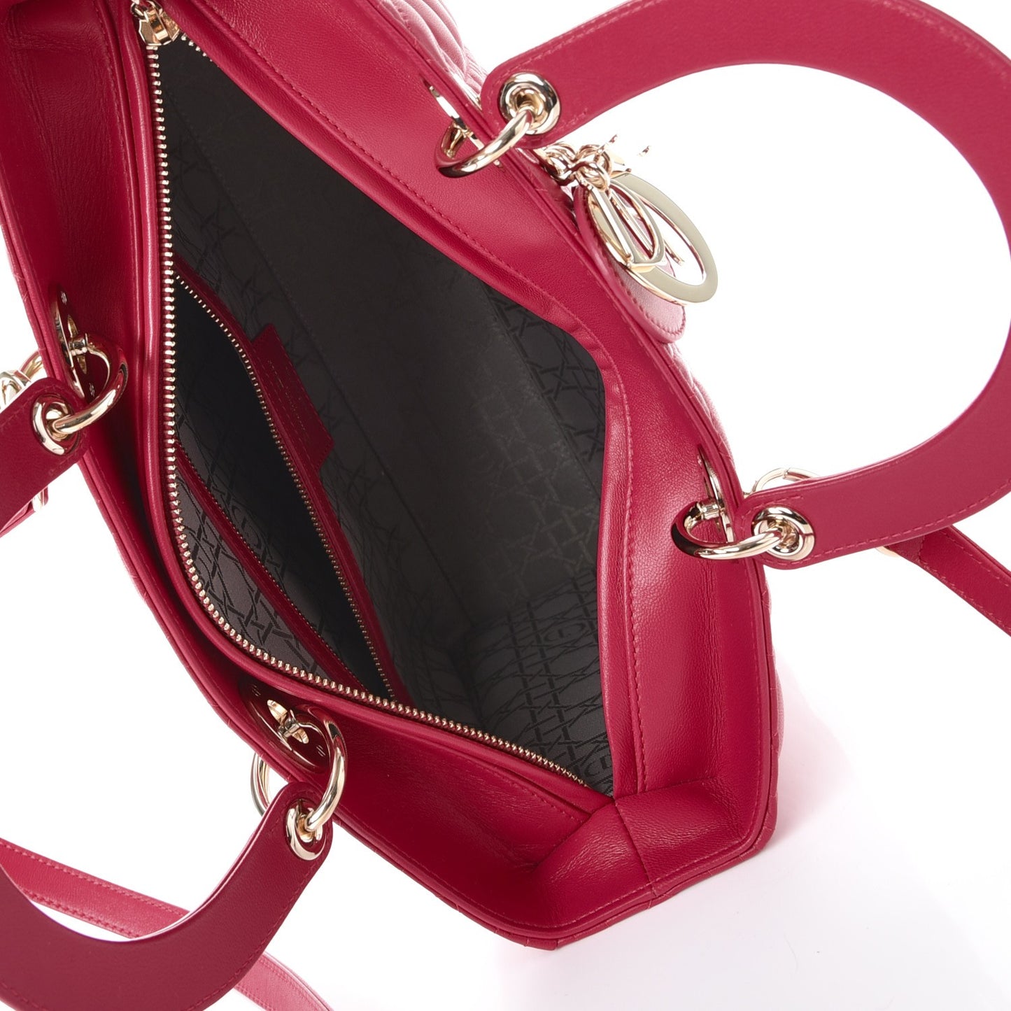Lambskin Cannage Large Lady Dior Fuchsia