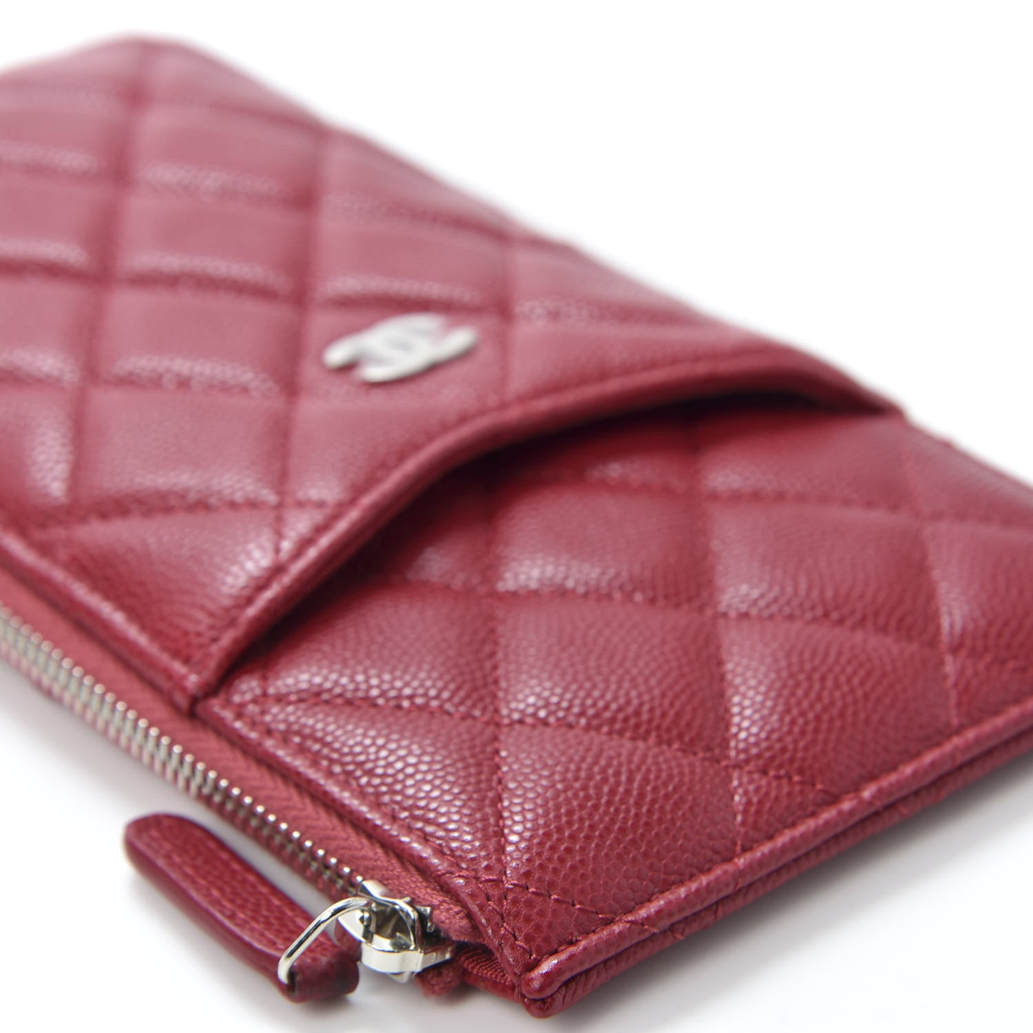 Chanel Caviar Quilted Classic Flat Wallet Pouch Red 5 of 8
