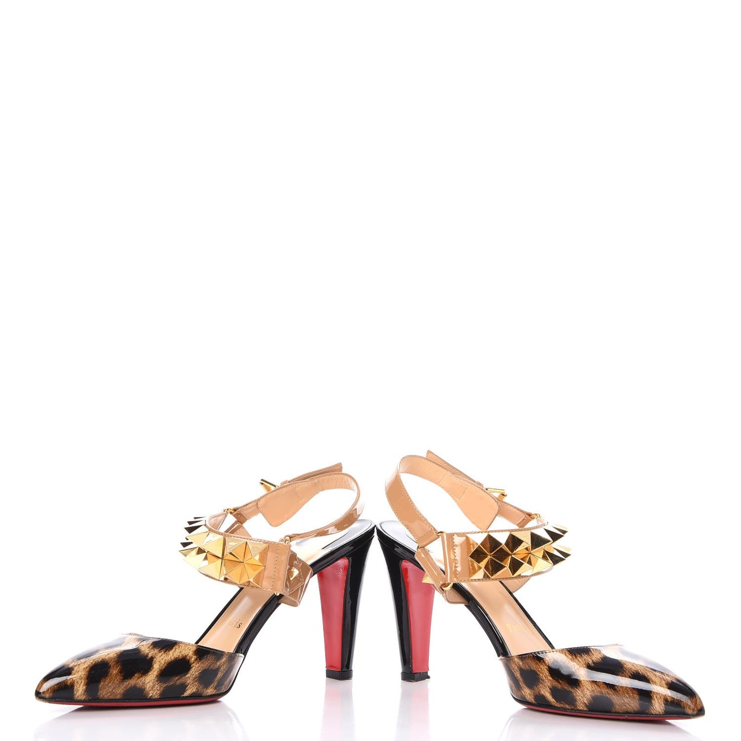 Patent Printed Ziggoo Studded Pumps 39.5 Black Leopard