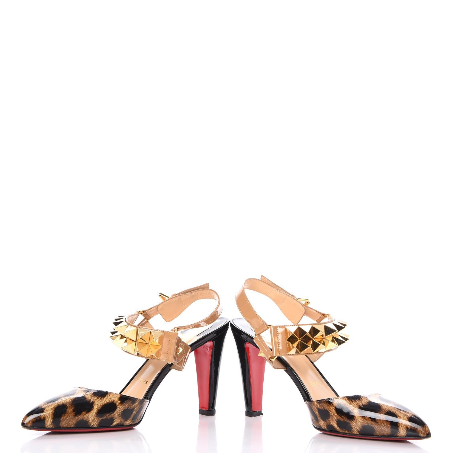 Christian Louboutin Patent Printed Ziggoo Studded Pumps 39.5 Black Leopard 9 of 10