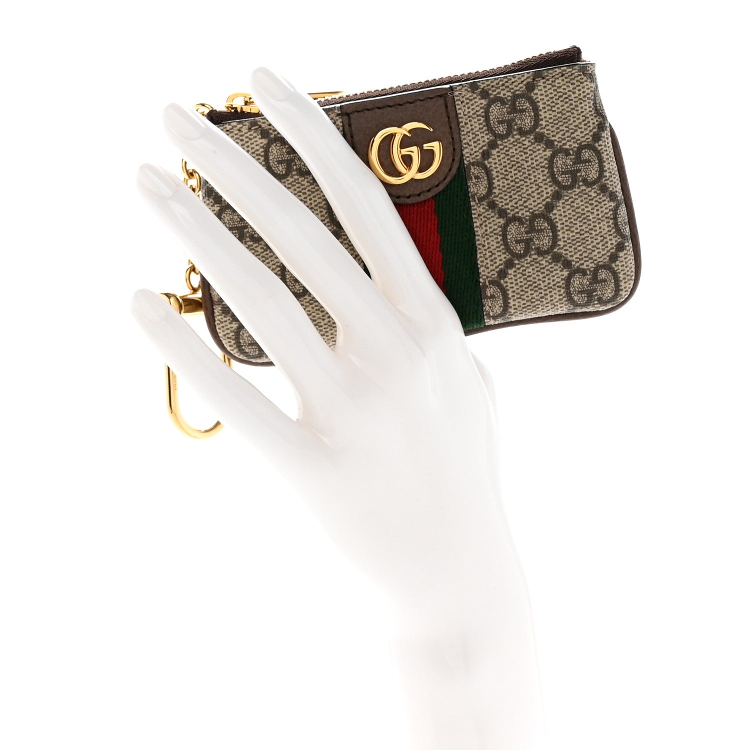 Gucci GG Supreme Monogram Web Ophidia Key Case Beige New Acero 2 of 8