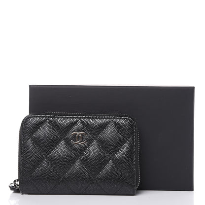 Chanel Metallic Caviar Quilted Zip Coin Purse Black 8 of 9