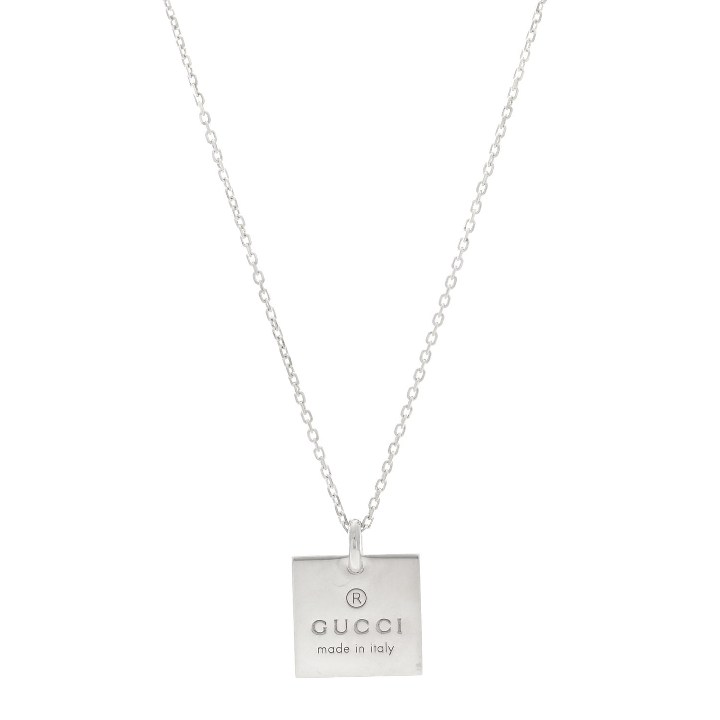 Sterling Silver Trademark Logo Square Pendant Necklace