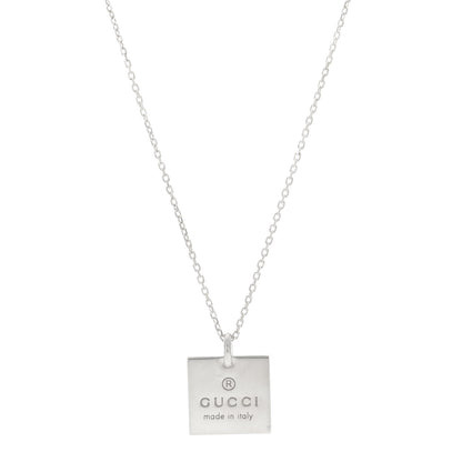 Gucci Sterling Silver Trademark Logo Square Pendant Necklace 1 of 4