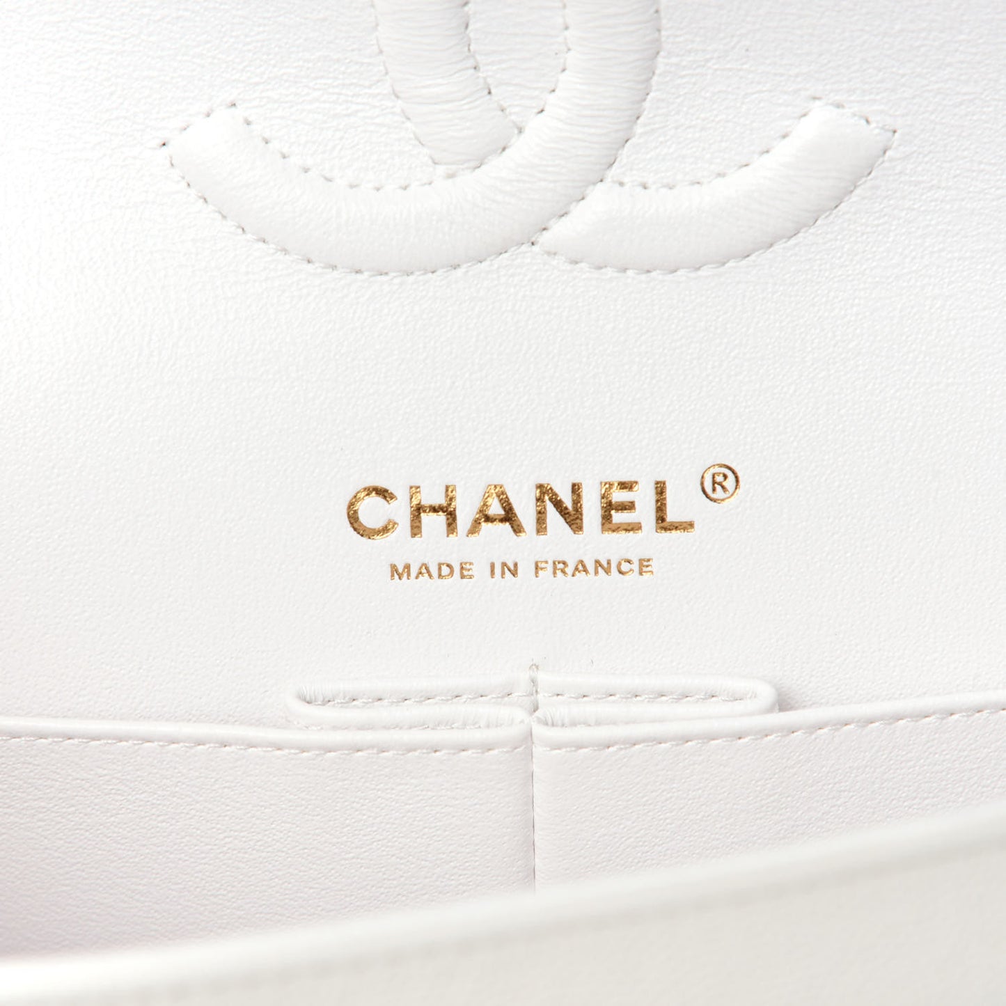 Caviar Quilted Medium Double Flap White