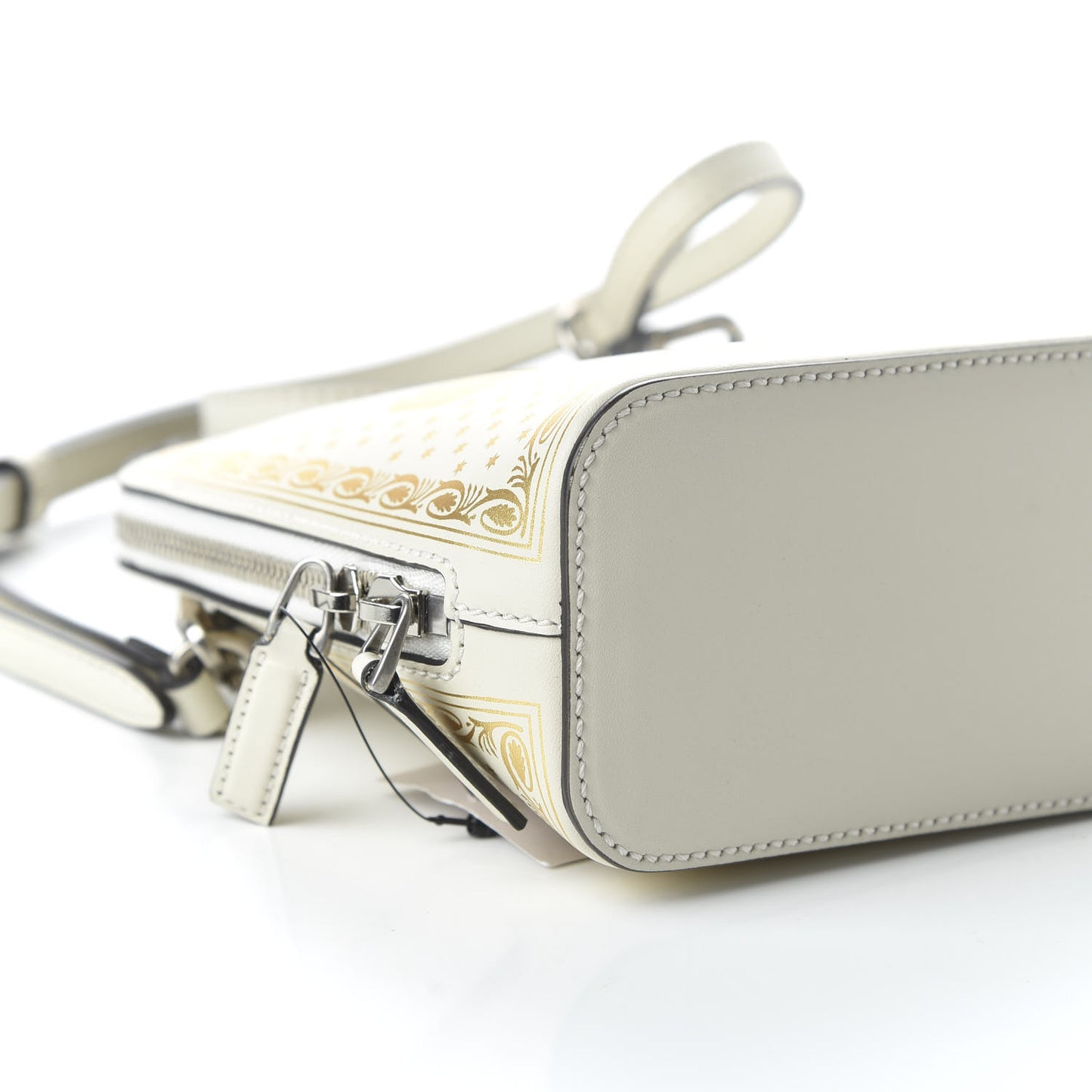 X SEGA Calfskin GUCCY Stars Mini Dome Shoulder Bag Mystic White Gold