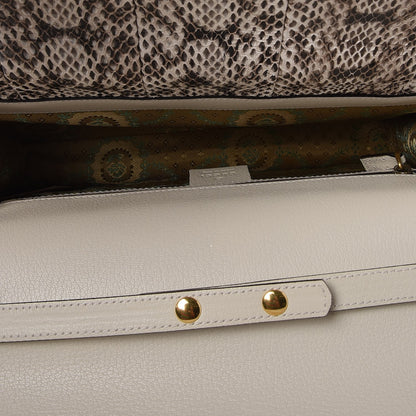 Gucci Calfskin Snakeskin Studded Medium Ottilia Top Handle Bag White 8 of 10