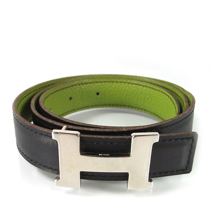 Hermes Leather Reversible H Belt 75 Black and Vert Anis 3 of 7