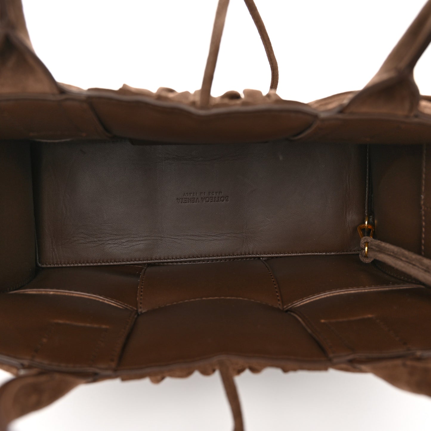 Suede Foulard Intrecciato Small Arco Tote Brownie