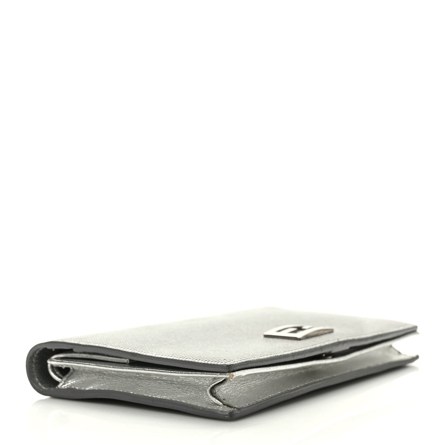 Fendi Metallic Calfskin Wallet On Chain Silver 4 of 9