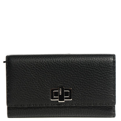 Fendi Cuoio Romano Selleria Peekaboo Continental Wallet Black 1 of 14