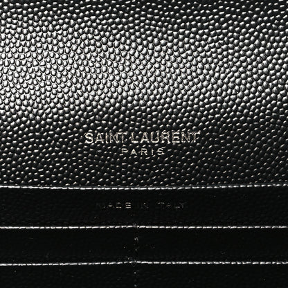 Saint Laurent Grain De Poudre Matelasse Chevron Monogram Chain Wallet Black 5 of 8