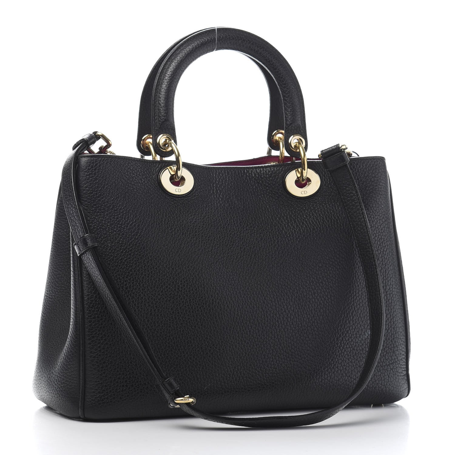 Christian Dior Bullcalf Small Diorissimo Tote Black Rose Indien 3 of 16