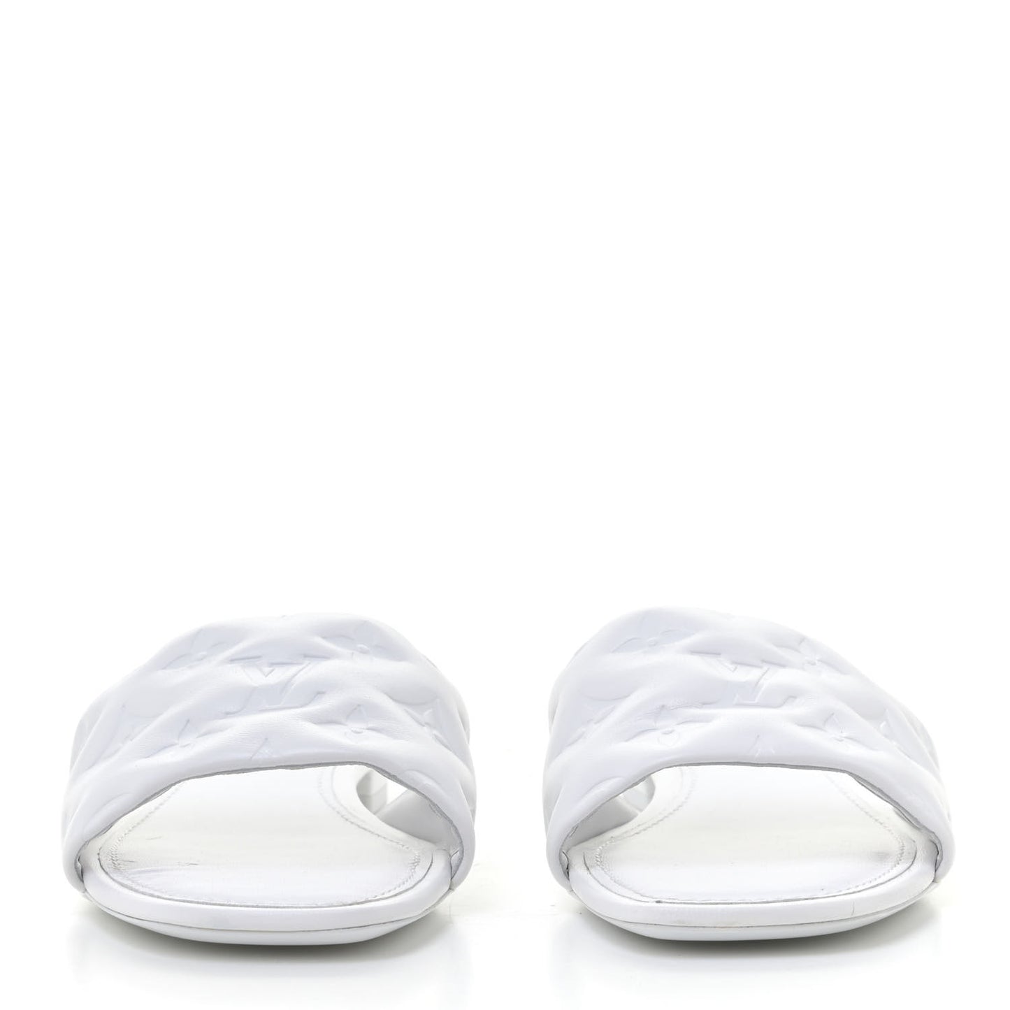 Lambskin Embossed Monogram Revival Flat Mules 40 White