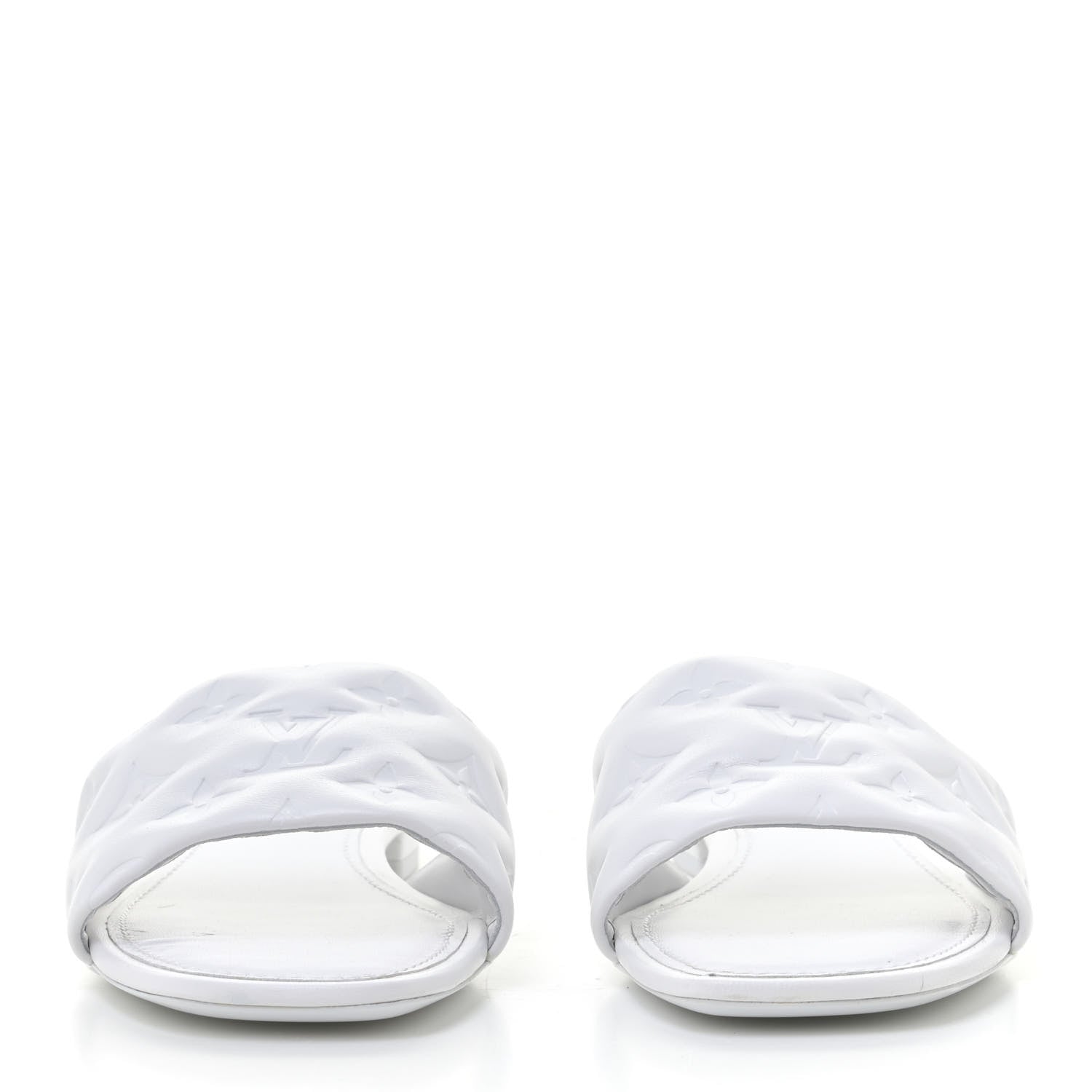 Louis Vuitton Lambskin Embossed Monogram Revival Flat Mules 40 White 3 of 21