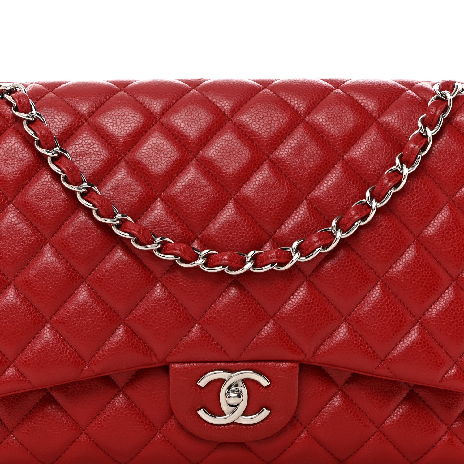 Chanel Caviar Quilted Maxi Double Flap Red 8 of 10