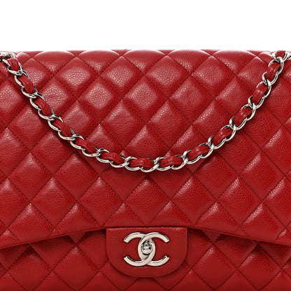 Chanel Caviar Quilted Maxi Double Flap Red 8 of 10