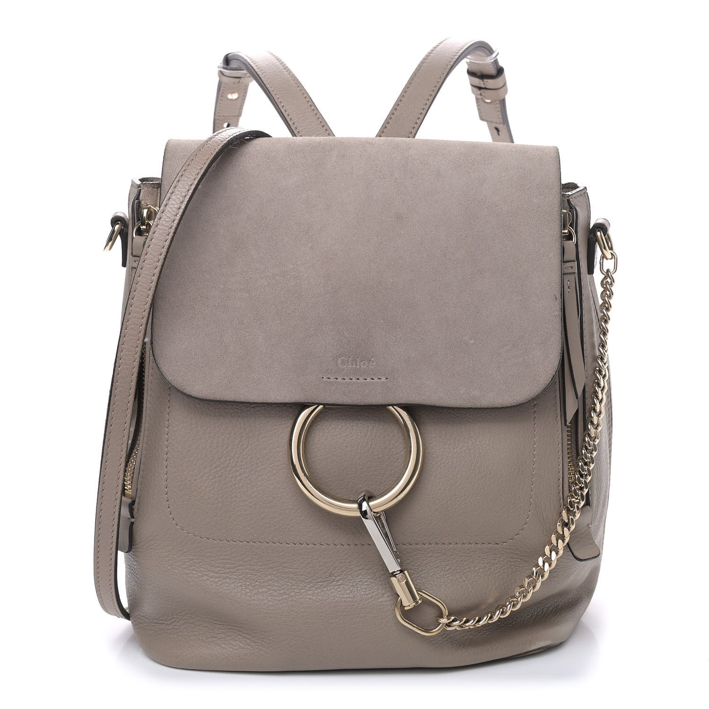 Suede Calfskin Medium Faye Backpack Motty Grey