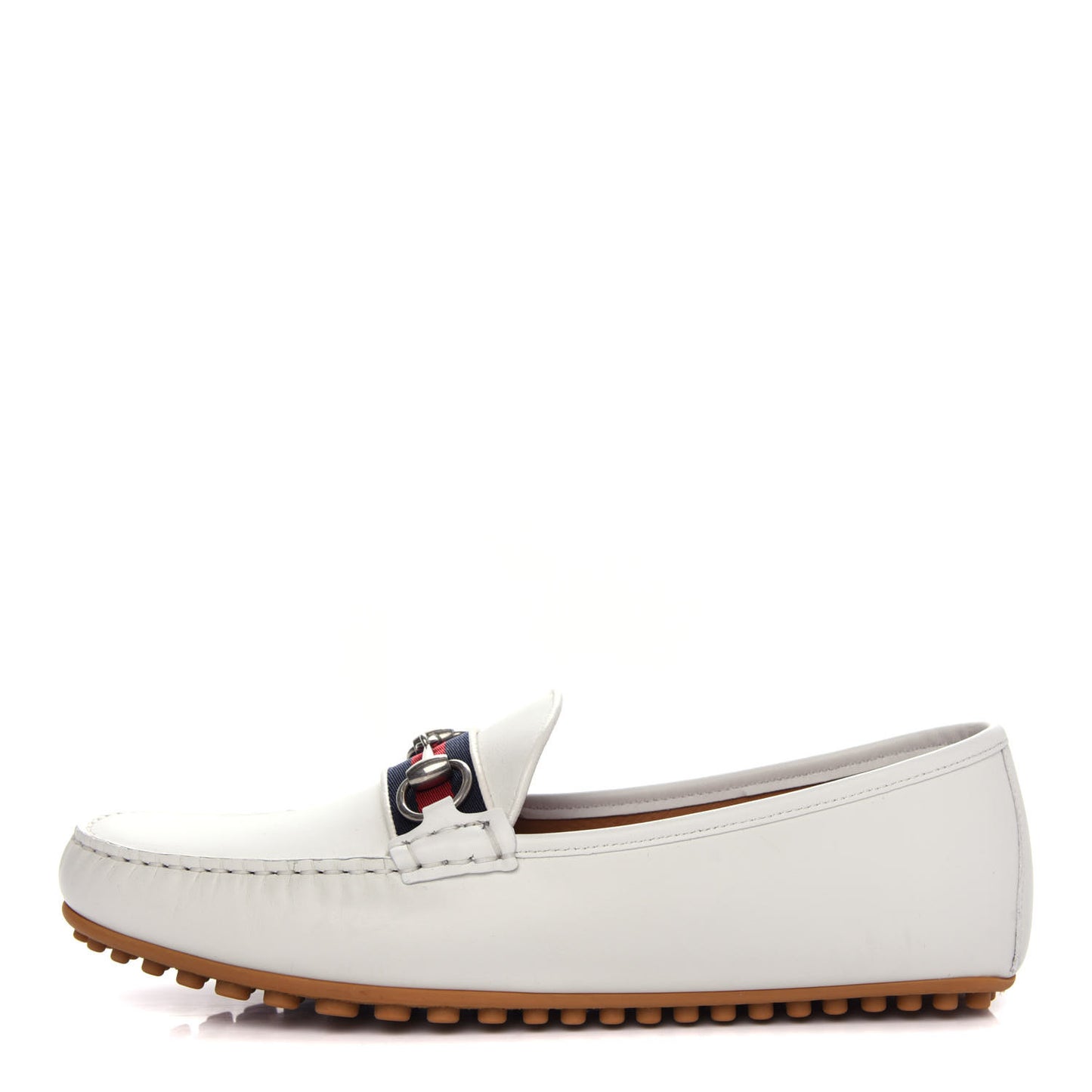 Miro Soft Calfskin Web Mens Horsebit Driver Loafers 9 White
