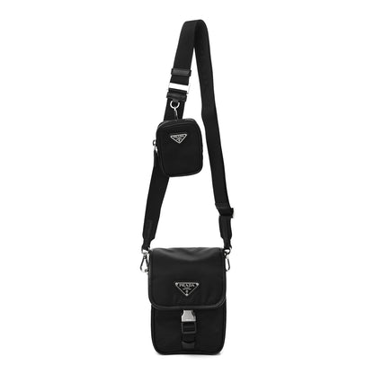 Prada Re-Nylon Saffiano Mini Pocket Single Snap Buckle Messenger Bag Black 1 of 11