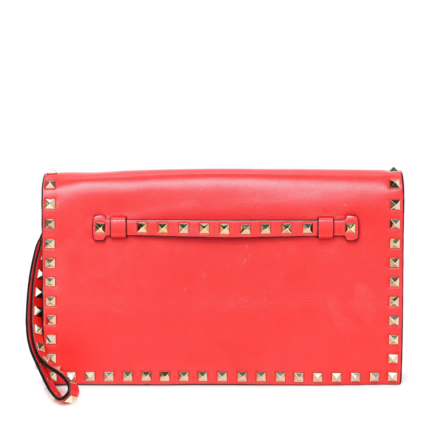 Nappa Rockstud Wristlet Clutch Deep Orange