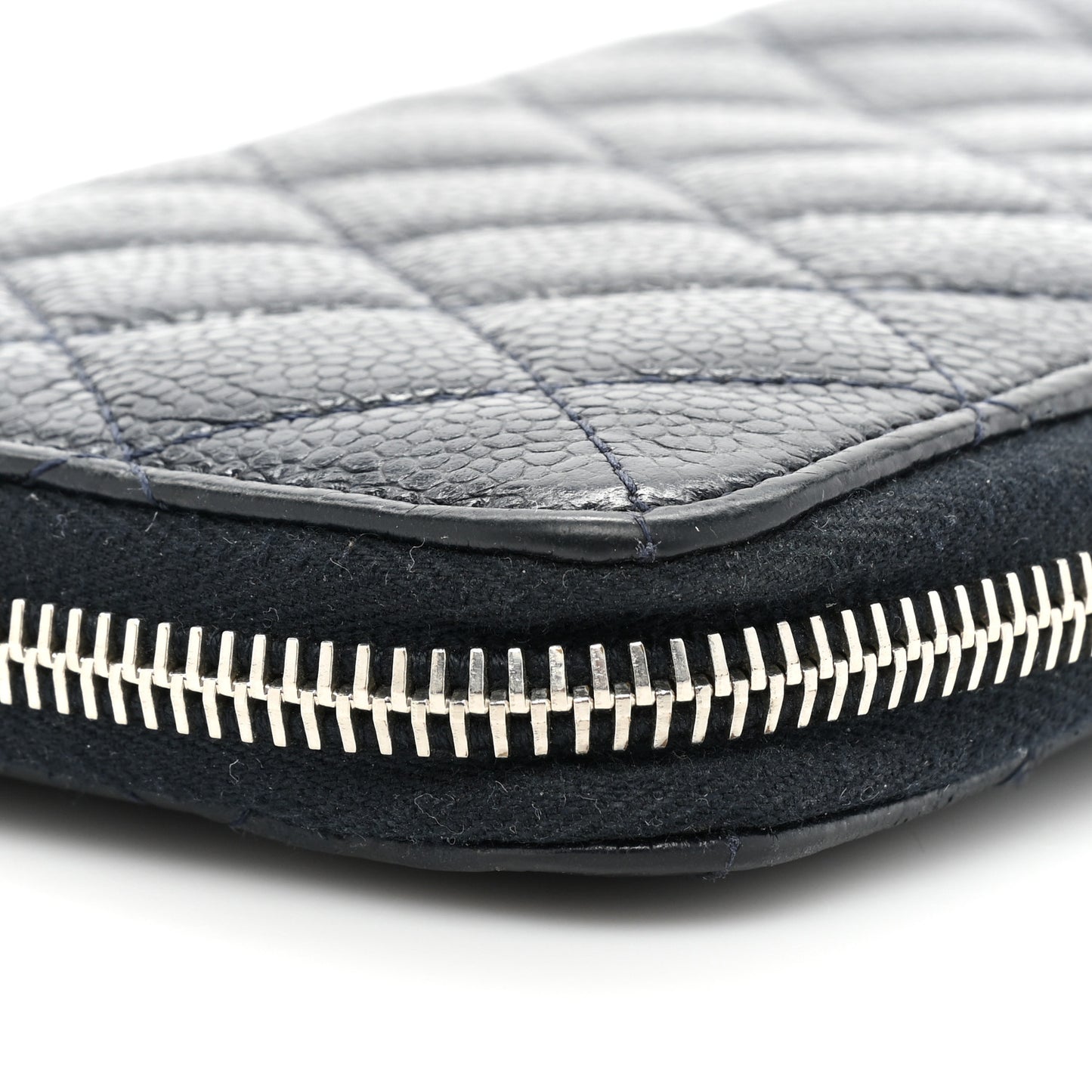Caviar Quilted Large Gusset Zip Around Wallet Navy