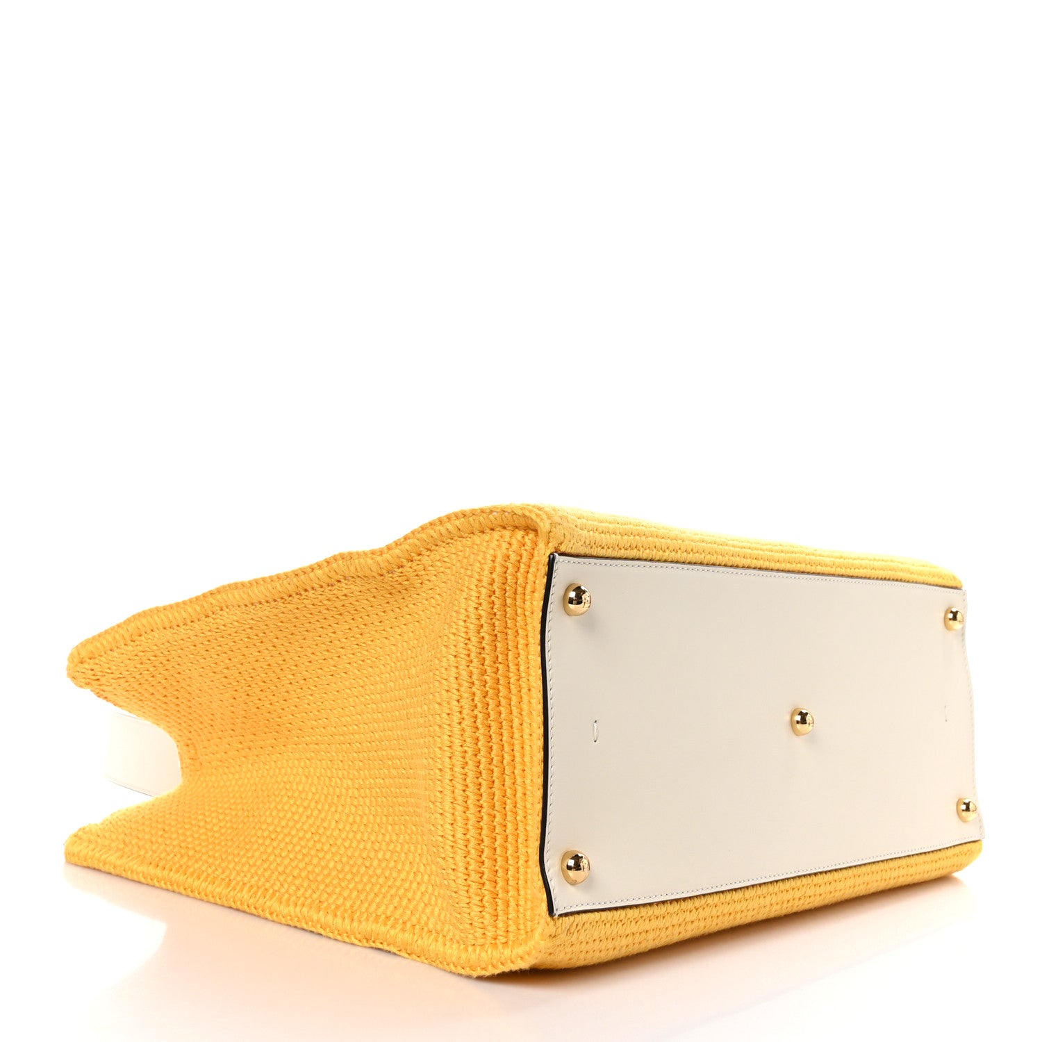 Fendi Crochet Vitello King Logo Plexiglass Medium Fendi Sunshine Shopper Tote Mimosa Panna 4 of 11