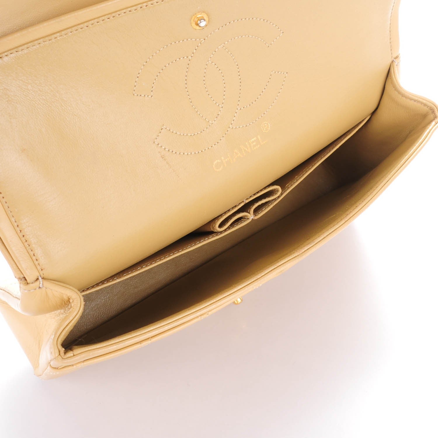 Chanel Lambskin Quilted Medium Double Flap Beige 7 of 11