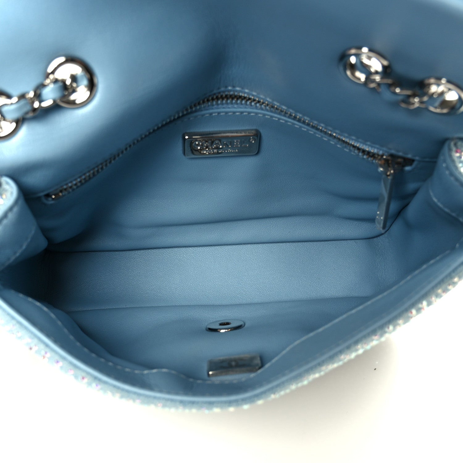 Chanel Denim Strass Evening Flap Bag Blue 5 of 11