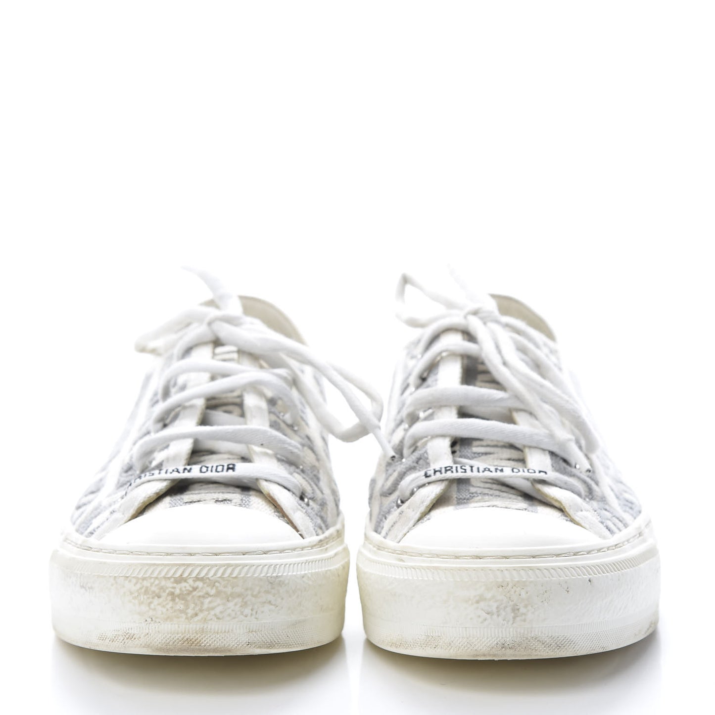 Canvas Oblique Walk'N'Dior Low Top Sneakers 39.5 Grey Stone
