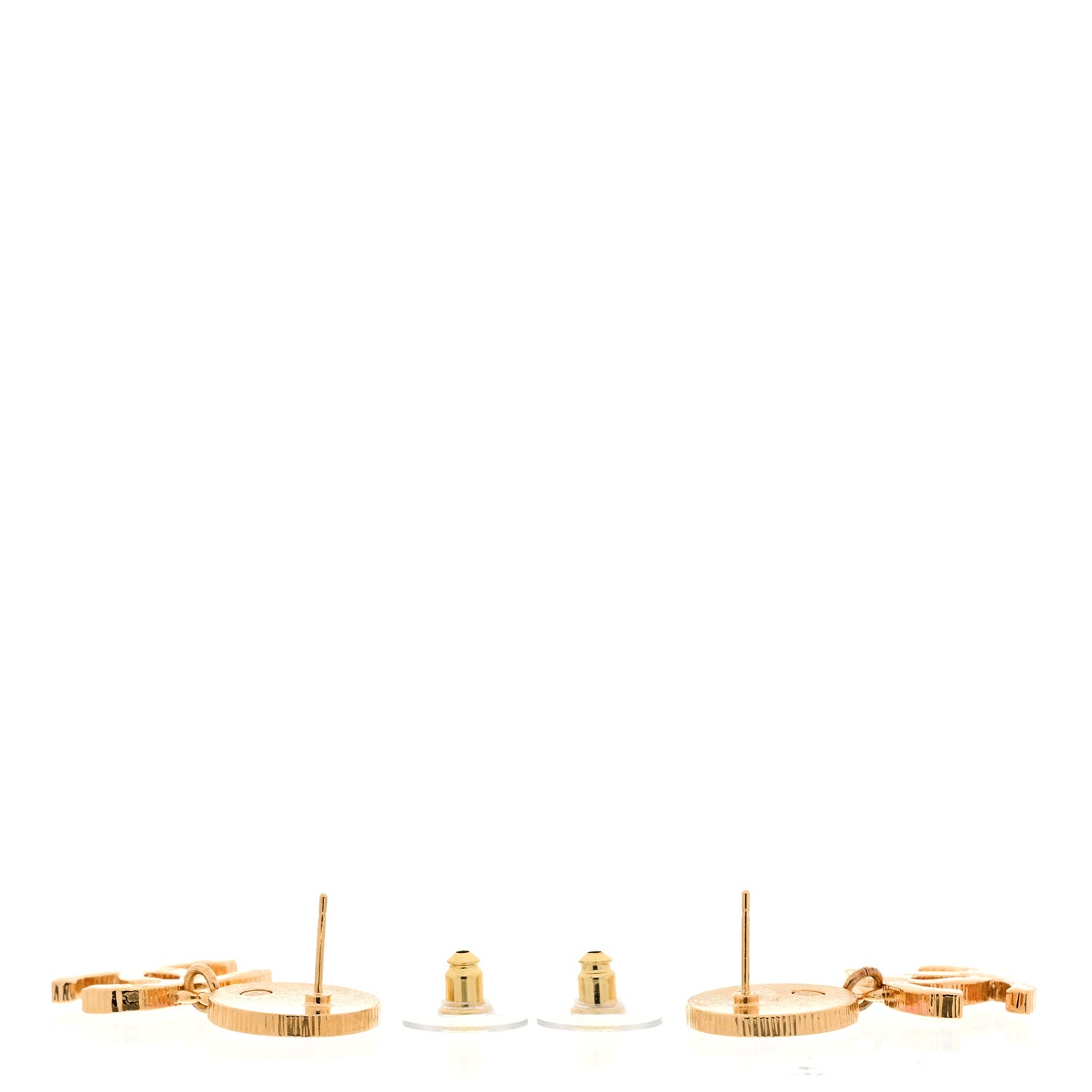 Enamel CC Drop Earrings Gold Pink