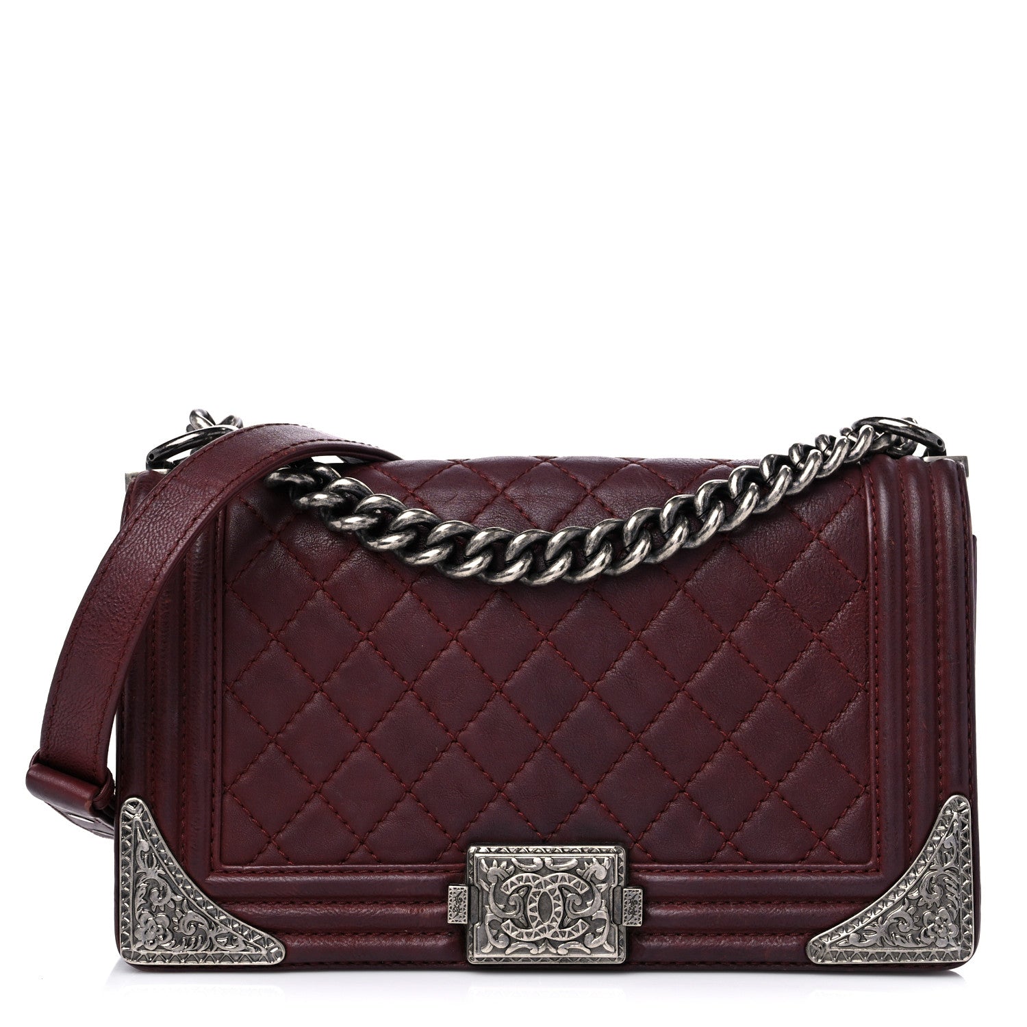 Chanel Calfskin Quilted Metal Embellished Paris Dallas Medium Boy Flap Black 1 of 18