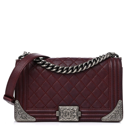 Chanel Calfskin Quilted Metal Embellished Paris Dallas Medium Boy Flap Black 1 of 18