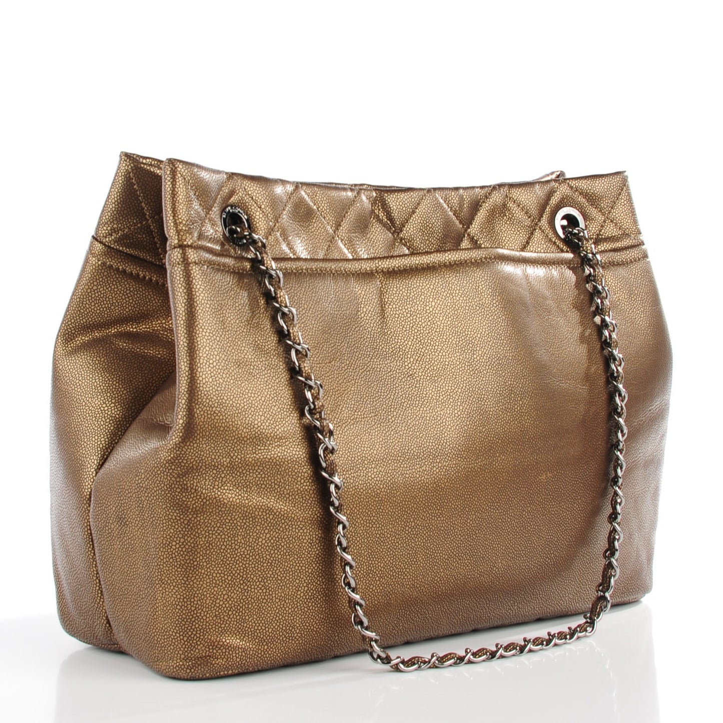 Caviar Quilted Large Timeless CC Soft Tote Bronze