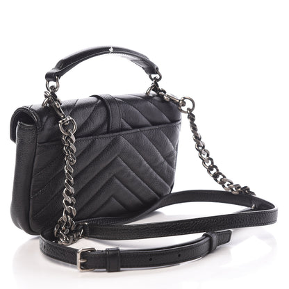 Saint Laurent Sheepskin Matelasse Chevron Monogram College Chain Wallet Black 3 of 12