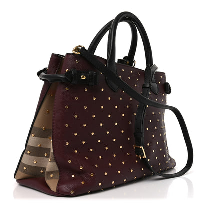 Burberry Grainy Calfskin Studded Medium Banner Tote Burgundy 3 of 9