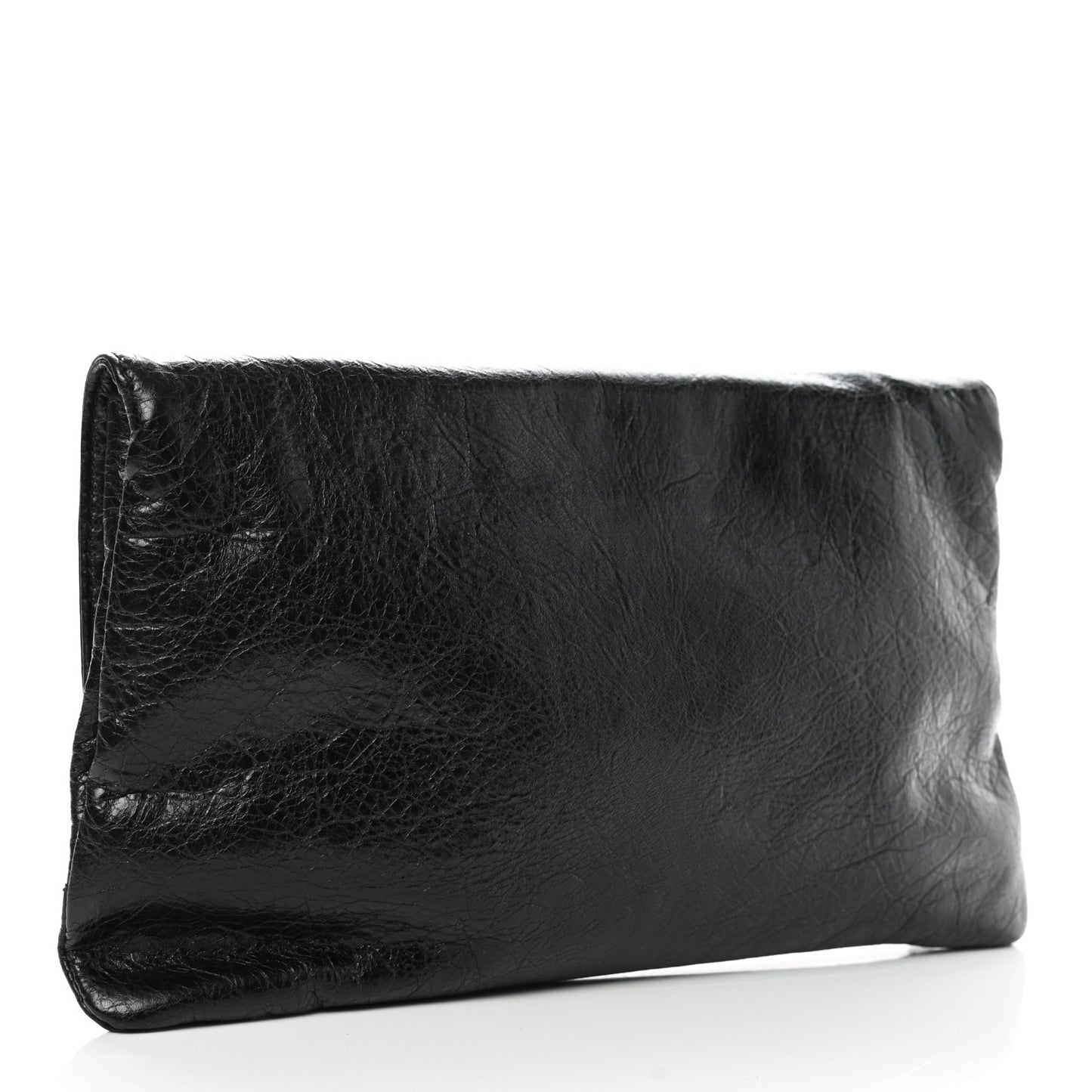 Agneau Giant 12 Gold Hardware Envelope Strap Clutch Black