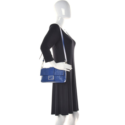 Fendi Nappa FF 1974 Embossed Belt Baguette Bag Blue Neon 2 of 12