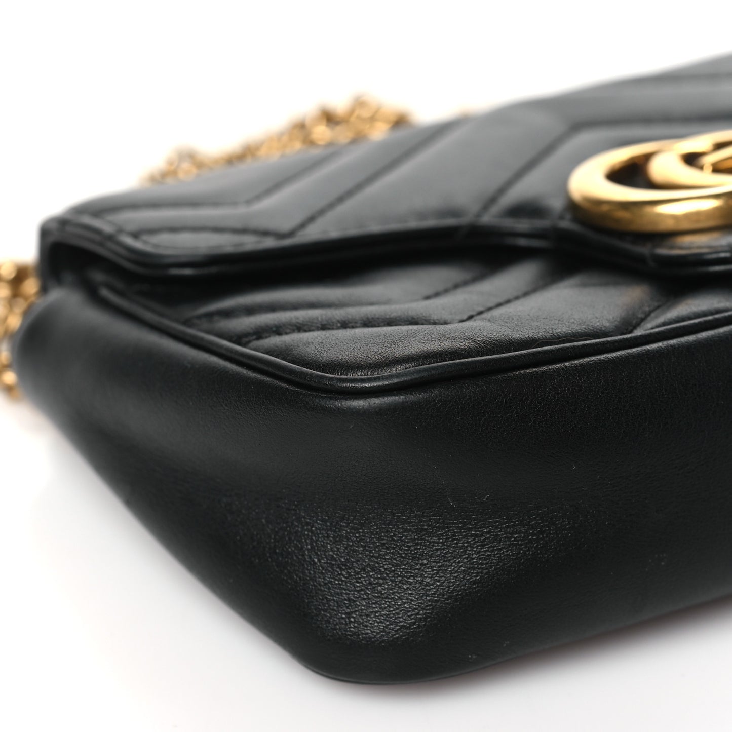 Calfskin Matelasse Super Mini GG Marmont Shoulder Bag Black