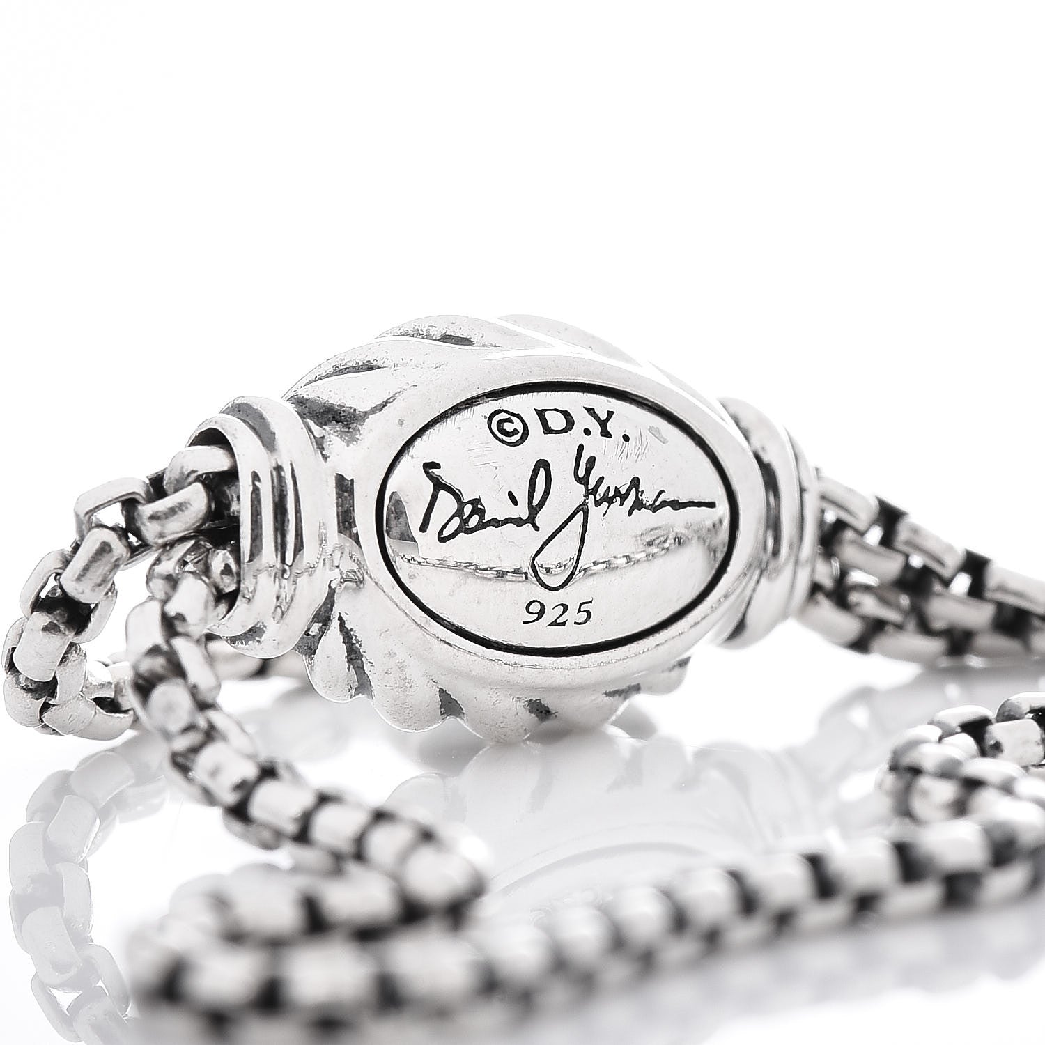 David Yurman Sterling Silver Diamond Five Station Petite Starburst Chain Bracelet 4 of 4