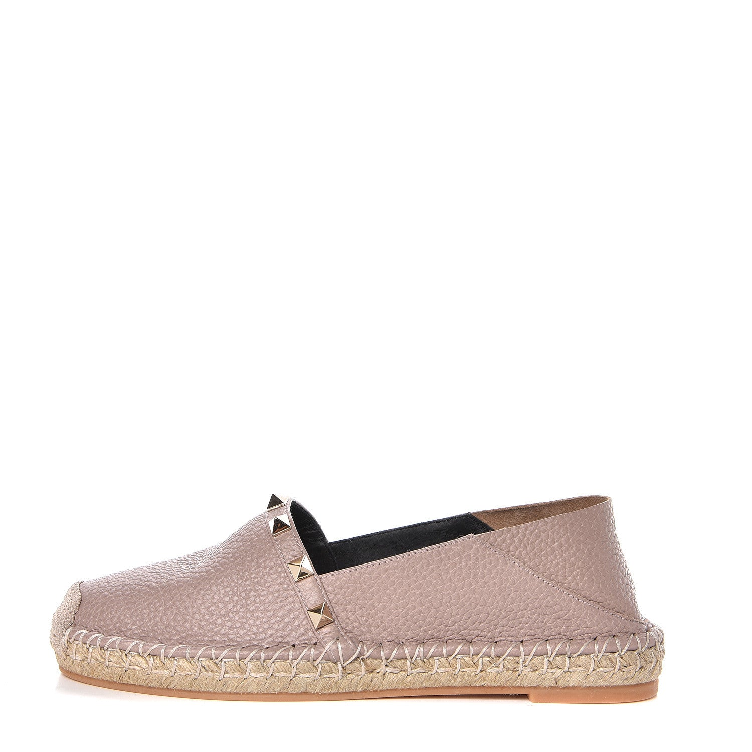 Valentino Garavani Pebbled Calfskin Rockstud Espadrilles 35 Poudre 1 of 9