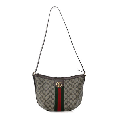 Gucci GG Supreme Monogram Web Small Ophidia Half Moon Hobo Brown 1 of 8