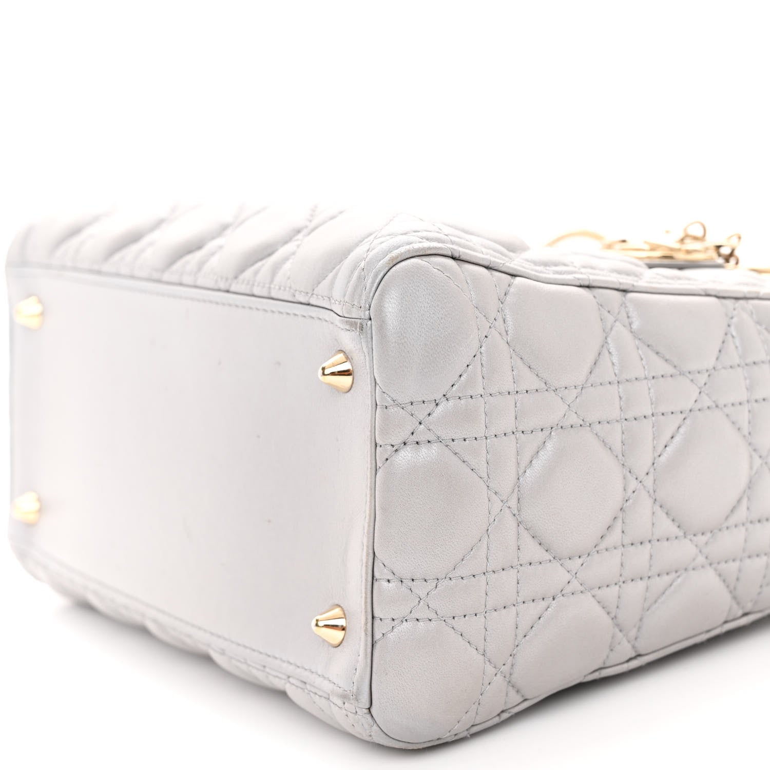 Christian Dior Pearly Lambskin Cannage Medium Lady Dior Grey 9 of 10