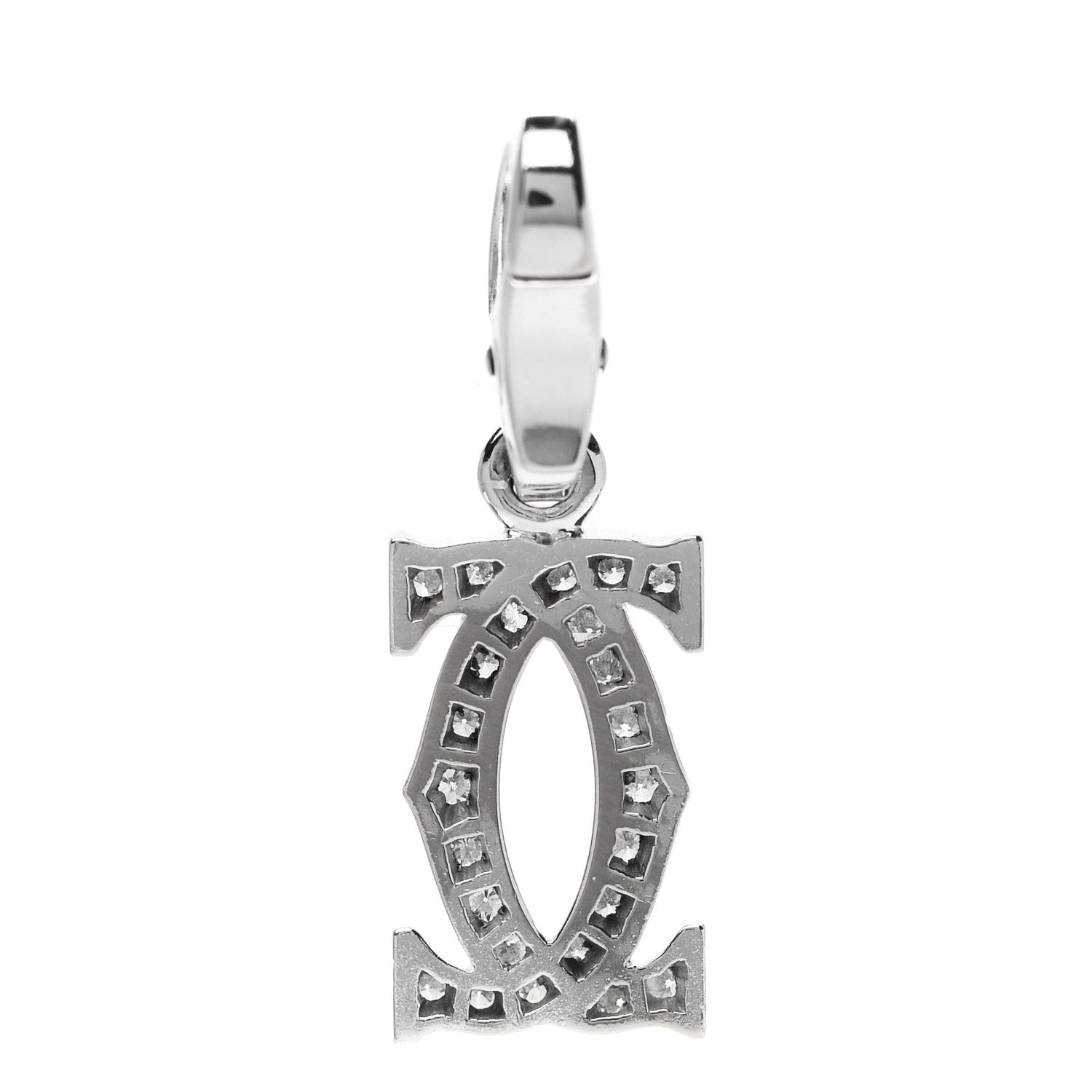 Cartier 18K White Gold Diamond Logo Charm 3 of 5