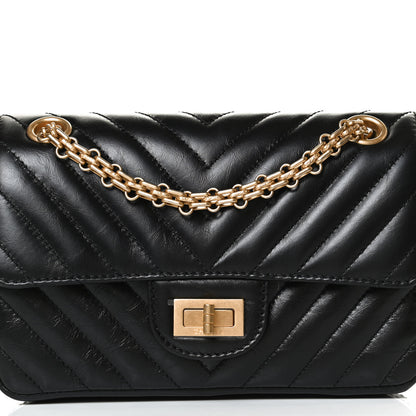 Chanel Aged Calfskin Chevron Quilted 2.55 Reissue Mini Flap Black 7 of 13