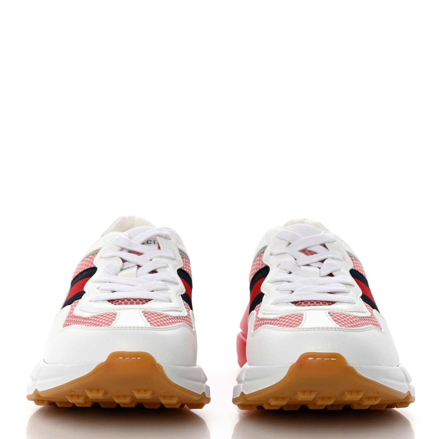 Gucci Lavaredo Eco Fabric Mesh Web Womens Rhyton Reflective Sneakers 38 Great White Water Rose Silver 2 of 8