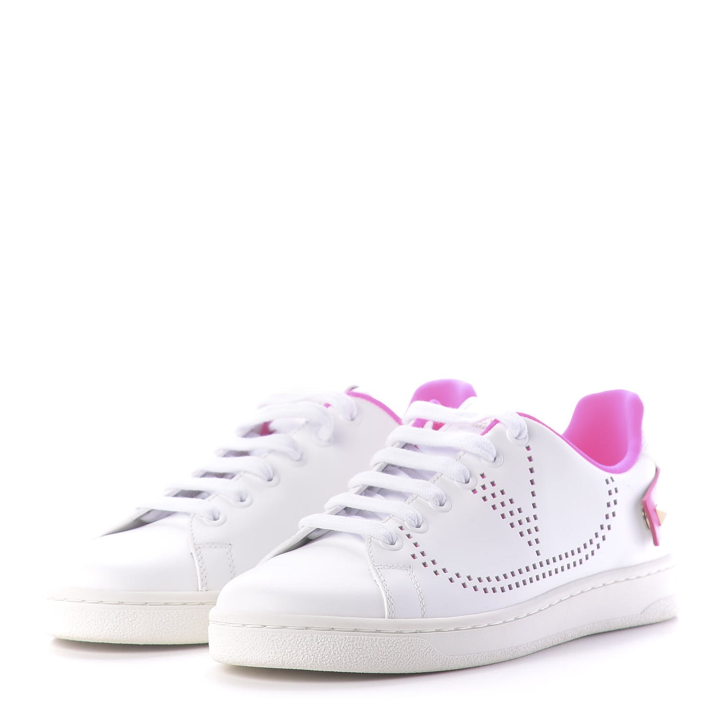Calfskin Womens Backnet Sneakers 35 White Fuchsia