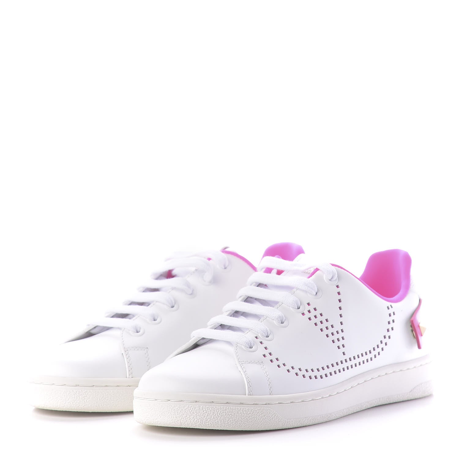 Valentino Garavani Calfskin Womens Backnet Sneakers 35 White Fuchsia 3 of 10